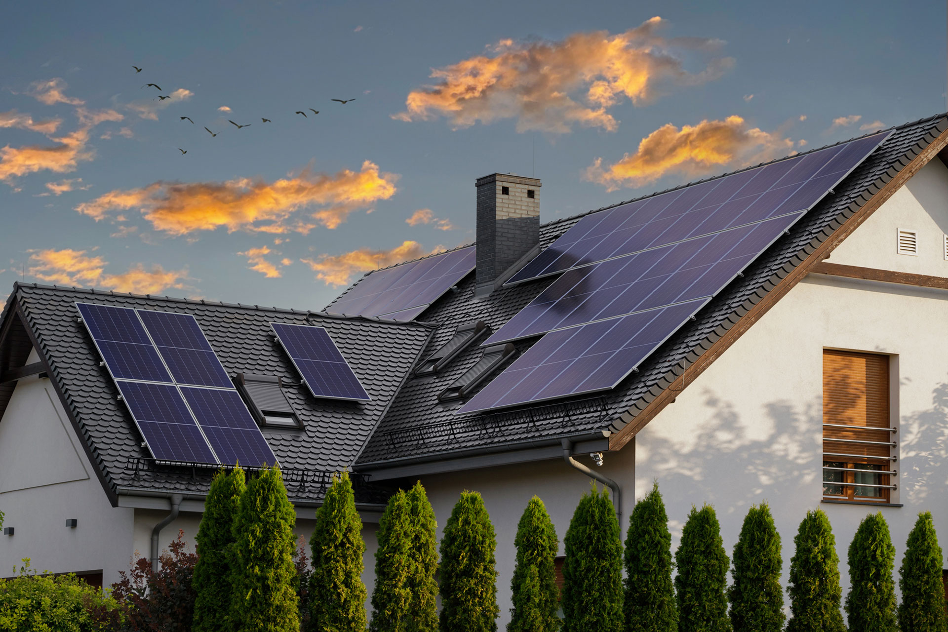exterior of house with solar panels