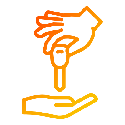 person being handed the key illustration