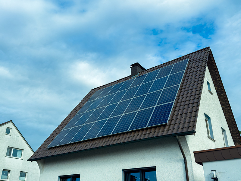 house with solar panels on the roof