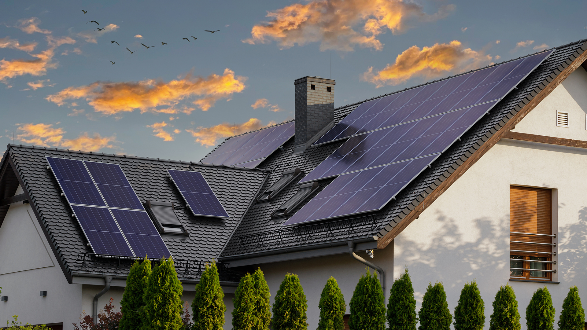 exterior of home with solar panels